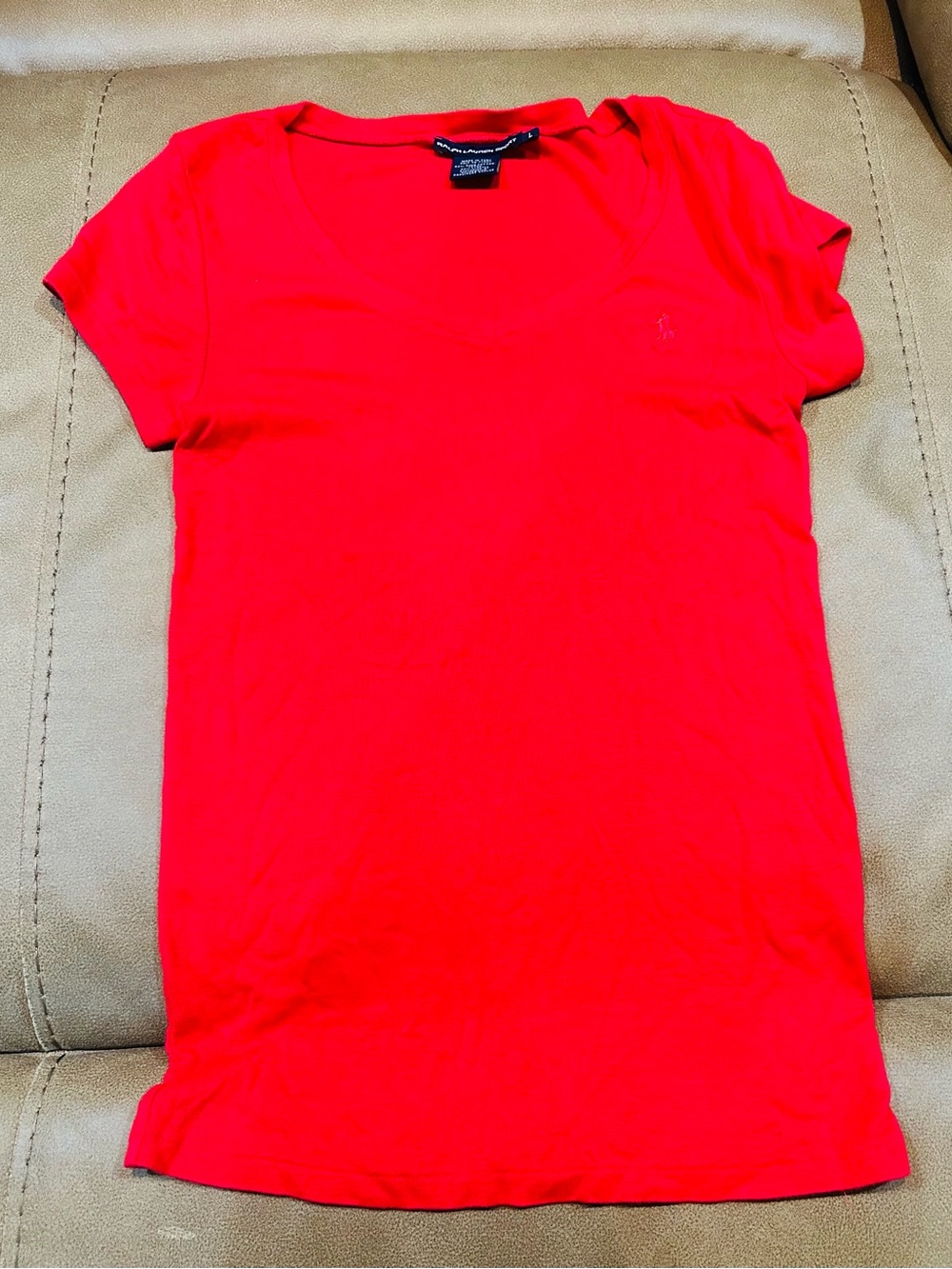 Ralph Lauren Women's Bright Red Short Sleeve Tee
